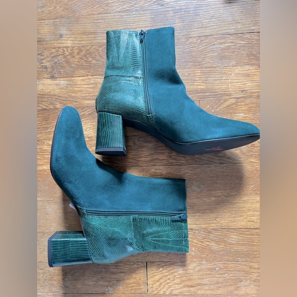 NIB Miss L Fire 41 10 “Jean” Leather and Suede Ankle Boots Side Zip - Picture 1 of 8